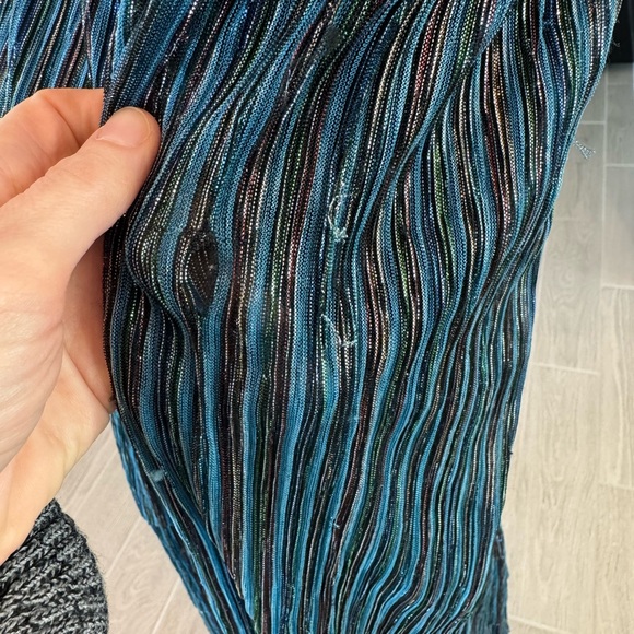 AQUA BLOOMINGDALE'S Blue Metallic Striped Tiered Dress Size XL NWT (FLAWED) - Picture 13 of 15